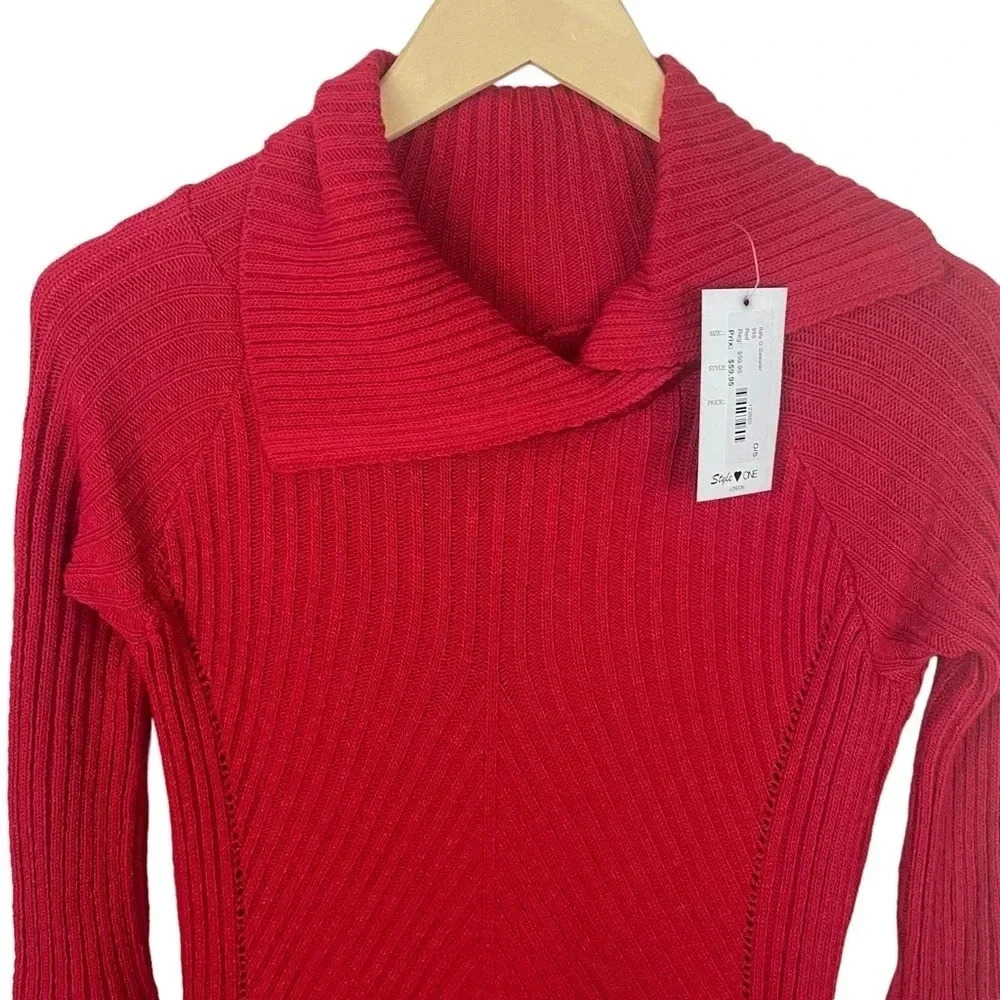Style One Ribbed Eyelet Sweater - Picture 2 of 9